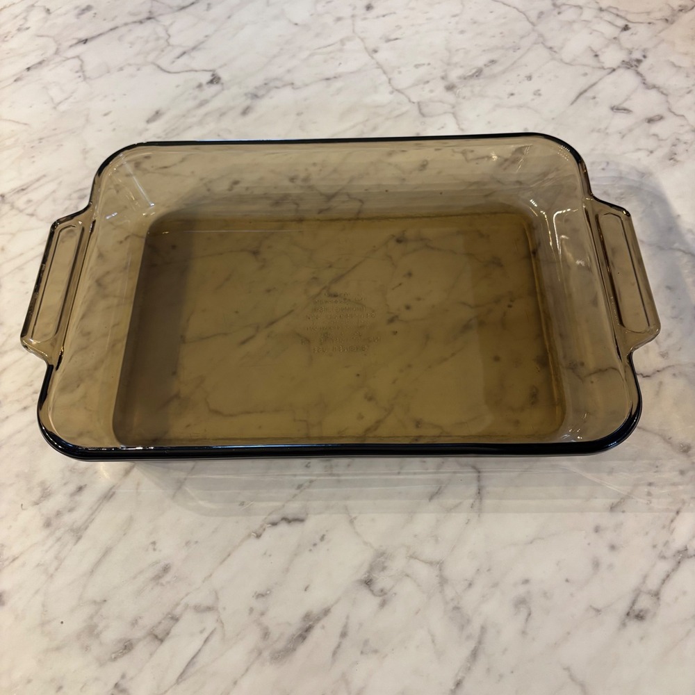 Anchor Hocking Amber Glass Baking Dish 3qt Rectangular Casserole Pan 13.5x9x2